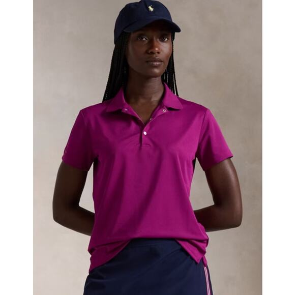 Lauren Ralph Lauren Women's Purple Half Button Collared Polo Shirt Size L Preppy - Picture 1 of 11